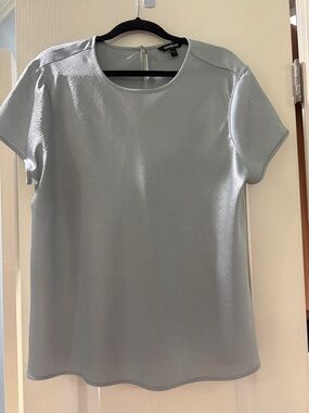 Express Women's Light Blue Short Sleeve Crewneck Textured Tee